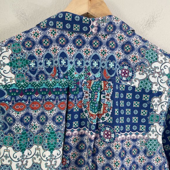 Chicos 2 Womens Large Multicolor Button Up Shirt 3/4 Sleeve Pocket Blouse Top - Picture 12 of 12